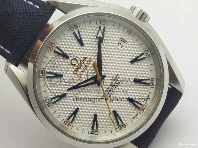 0426 EasyCare Aqua Terra Master Ryder Cup Edition VSF 1:1 Best Edition White Textured Dial on Blue Nylon Strap A8500 Super Clone 8016